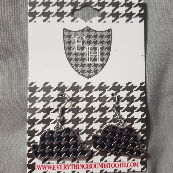 Houndstooth Hat Earrings. - Picture 3 of 5